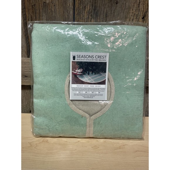 Farmhouse 55” Tree‎ Skirt - Margot Mint Christmas Lace VHC - Picture 3 of 7